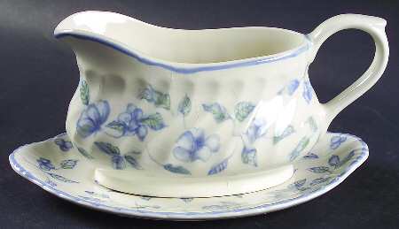 BRISTOL BLUE (Blue Trim) Gravy Boat & Underplate