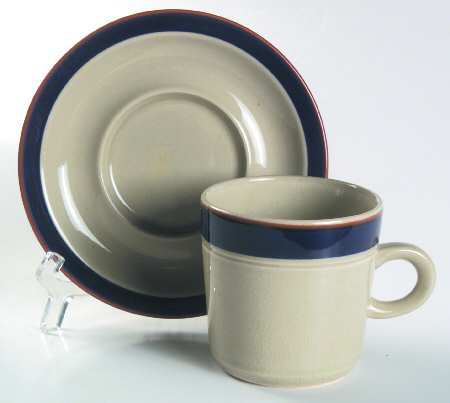 Bristol Blue (Brown Trim) Flat Cup & Saucer Set