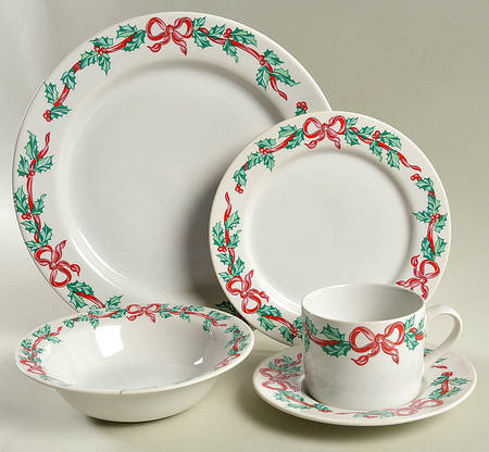 Christmas Ribbons 5 Piece Place Setting