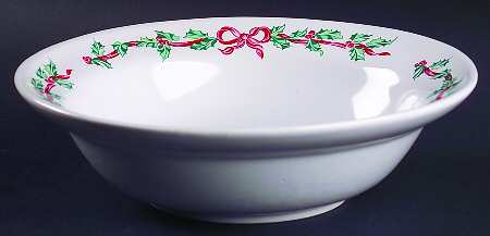 Christmas Ribbons 9" Round Vegetable Bowl