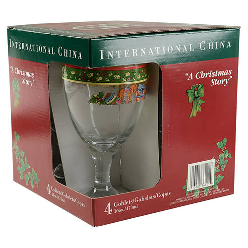 Christmas Story Glass Goblet - Set of 4 Boxed