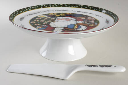 Christmas Story 11" Pedestal Cake Stand & Ceramic Server