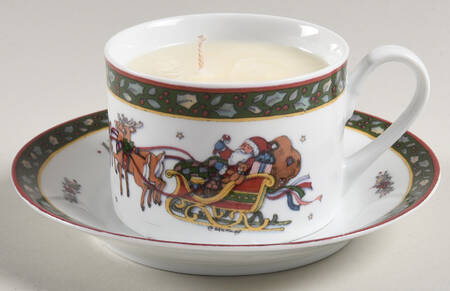 Christmas Story Scented Cup & Saucer Candle-Vanilla  HC