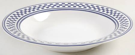 Classic Checks Blue Large Rim Soup Bowl