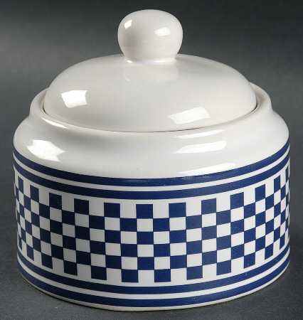 Classic Checks Blue Sugar Bowl & Lid