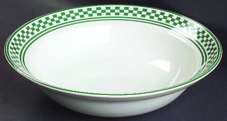 Classic Checks Green 9" Round Vegetable Bowl