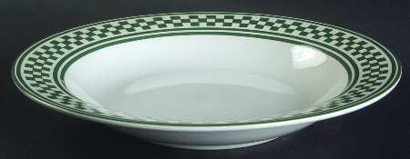 Classic Checks Green Large Rim Soup Bowl