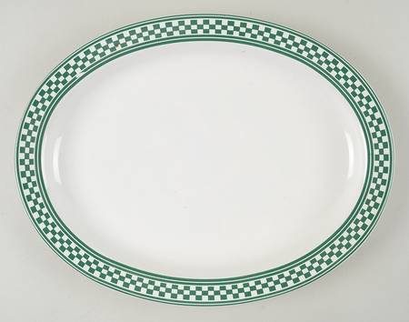Classic Checks Green 14" Oval Serving Platter
