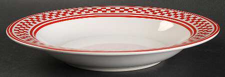 Classic Checks Red Large Rim Soup Bowl
