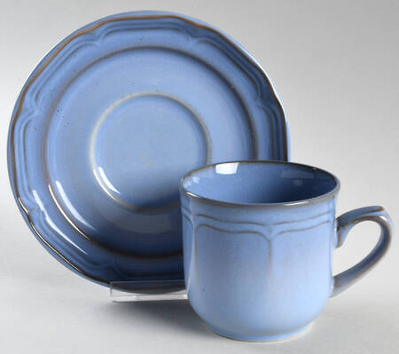 Country Blue Flat Cup & Saucer Set