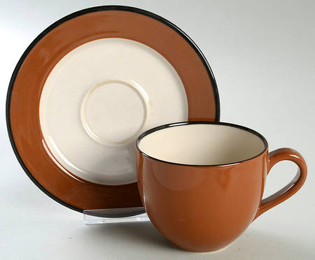 Colors of Celebration Terra Cotta Flat Cup & Saucer Set