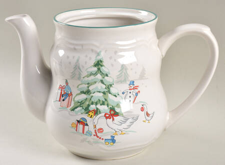 Country Christmas Teapot No Lid