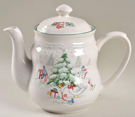 Country Christmas Teapot & Lid