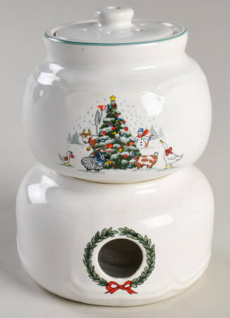 Country Christmas Potpourri & Lid with Stand