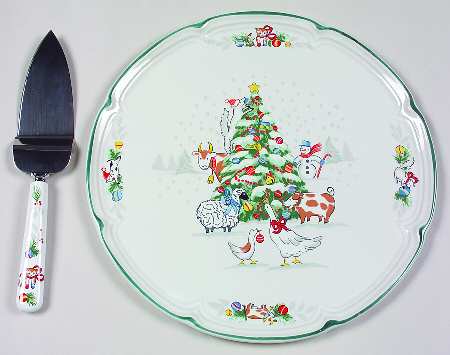 Country Christmas Cake Plate and Server (Boxed Set)