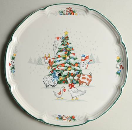 Country Christmas Cake Plate by International