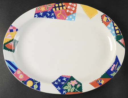Crazy Quilt 14" Oval Serving Platter