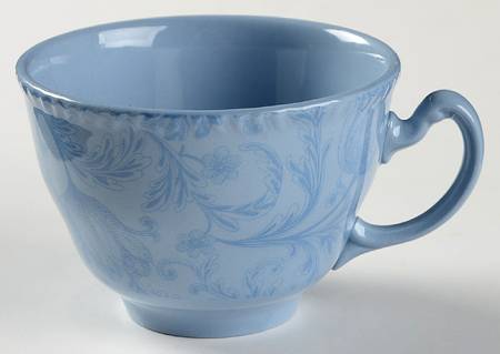 Damask Blue Flat Cup
