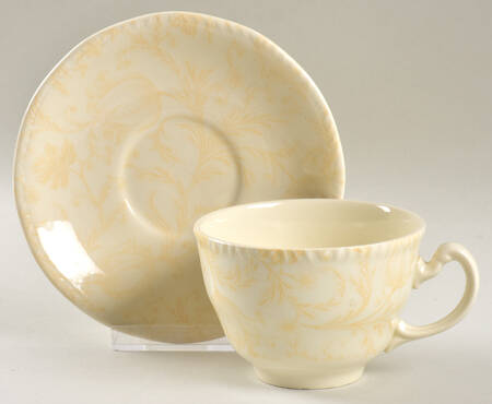Damask Ivory Flat Cup & Saucer Set