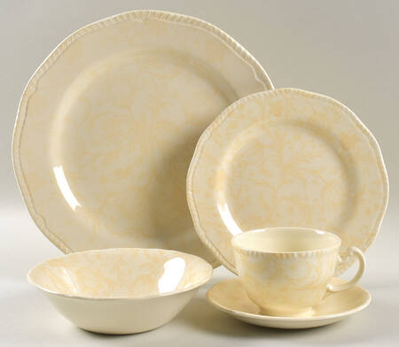 Damask Ivory 5 Piece Place Setting