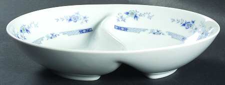 Dawn 10" Oval Divided Vegetable Bowl