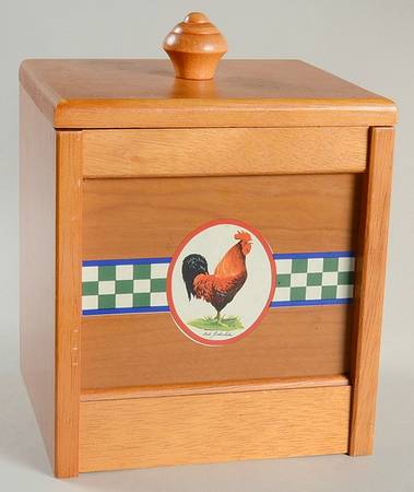 Ella's Rooster Medium Wood Canister & Lid