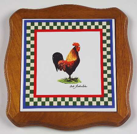 Ella's Rooster Wood Frame Trivet