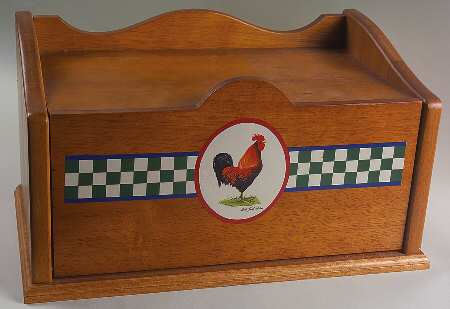 Ella's Rooster Wood Bread Box
