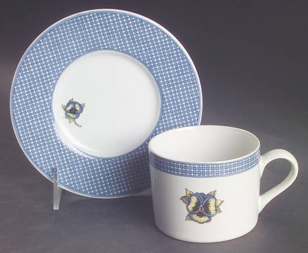 Farmhouse Blue Flat Cup & Saucer Set