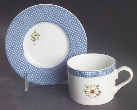 Farmhouse Blue Flat Cup & Saucer Set
