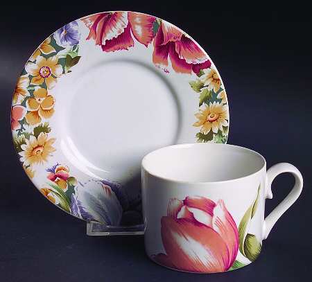 Floral Garden Flat Cup & Saucer Set