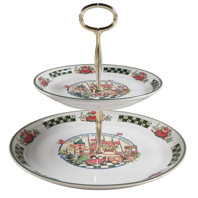 Gardening Season 6 5/8"-10"  2 Tiered Serving Tray (Dp, Sp) HC