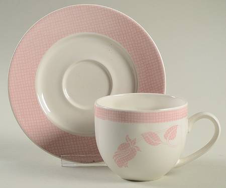 Gingham Rose Rose Flat Cup & Saucer Set