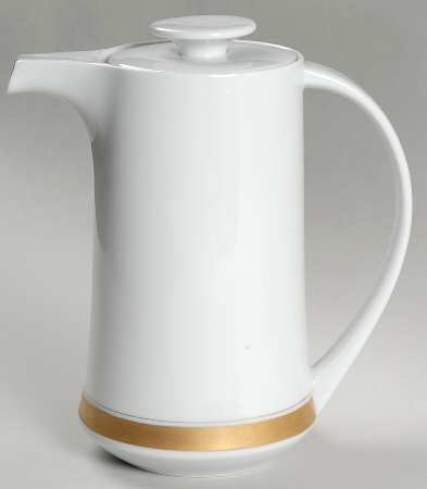 Golden Elegance White Coffee Pot & Lid