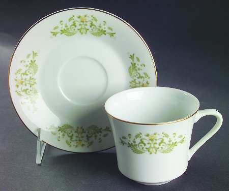 Golden Scroll Flat Cup & Saucer Set