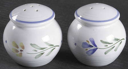Greta (Coupe, Blue Trim) Salt & Pepper Set