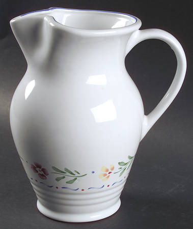 Greta (Coupe, Blue Trim) 64 Oz Pitcher by International