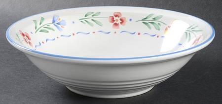 Greta (Coupe, Blue Trim) 9" Round Vegetable Bowl