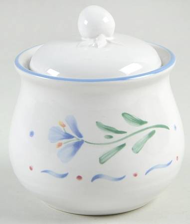 Greta (Coupe, Blue Trim) Sugar Bowl & Lid