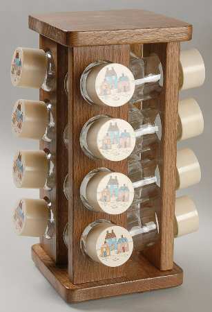 Heartland (17 Pc) Spice Jar Set with Lazy Susan Wood Rack