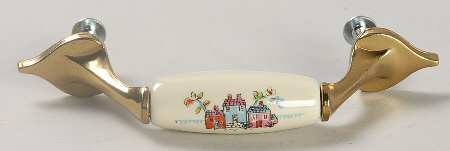 Heartland Ceramic on Brass Drawer Pull