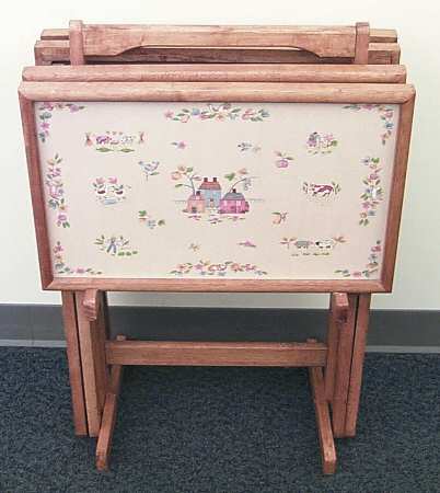 Heartland Tv Tray Wood - Set of 4 with Rack
