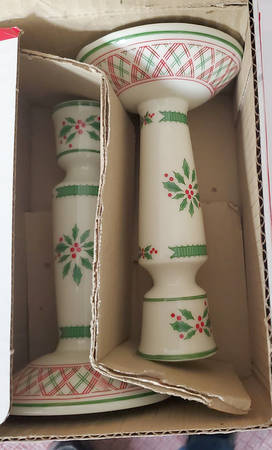 Holly Ribbon 6" Candlestick