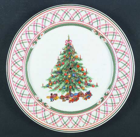 Holly Ribbon 2 Tiered Serving Tray (Dinner & Salad Plate)