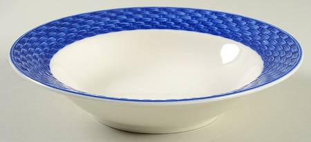 Lattice Cobalt Rim Soup Bowl