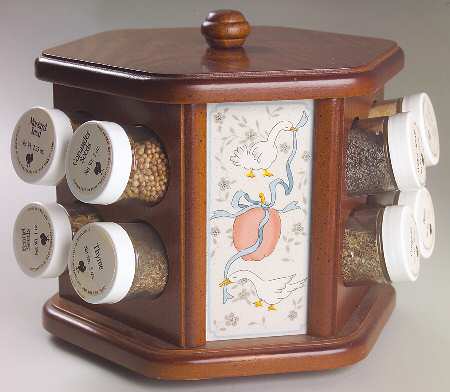 Marmalade (13 Pc) Spice Jar/Lazy Susan (Glass & Wood)