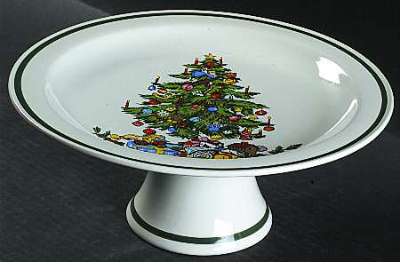 Noel (Band 1-4" From Edge) 10" Diameter Pedestal Cake Stand