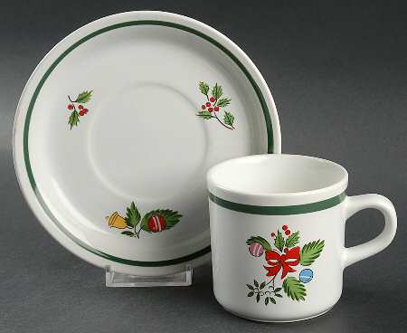 Noel (Band 1-4" From Edge) Flat Cup & Saucer Set