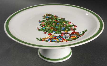 Noel (Band 1-8" From Edge) 10" Diameter Pedestal Cake Stand