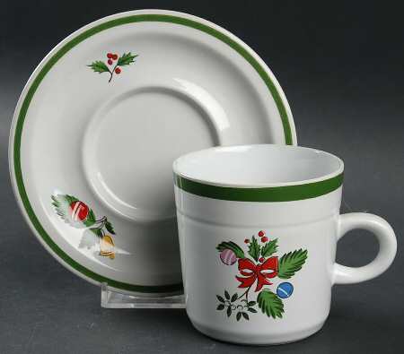Noel (Band 1-8" From Edge) Flat Cup & Saucer Set